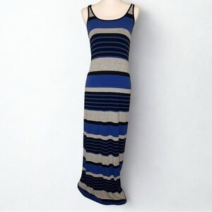 Red 23 Women Long Maxi Stripe Summer Tank Dress Blue Gray Black Size Medium